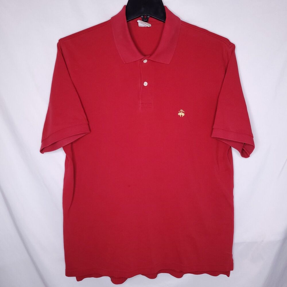 Brooks Brothers Polo Shirt Mens Large Red Gold Sheep Cotton Original Fit